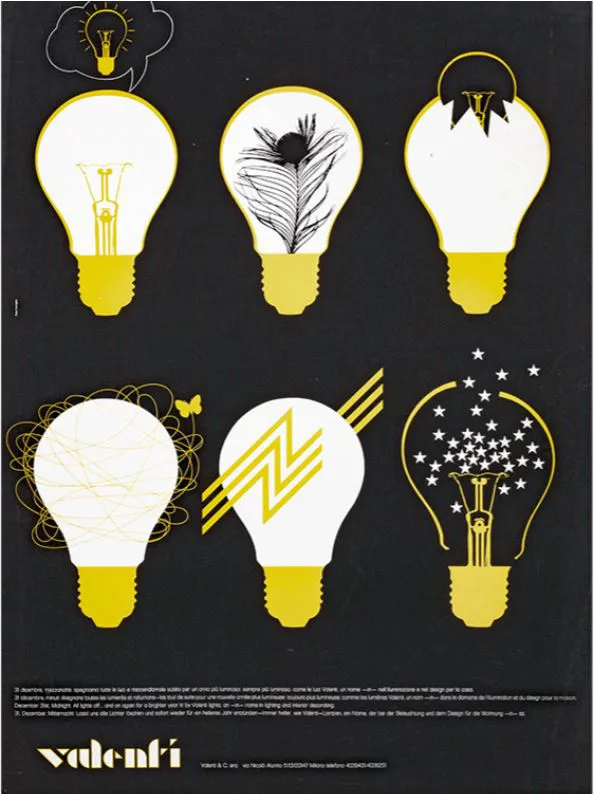 Advertising poster designed by Pino Tovaglia, featuring an early version of the Valenti logo.